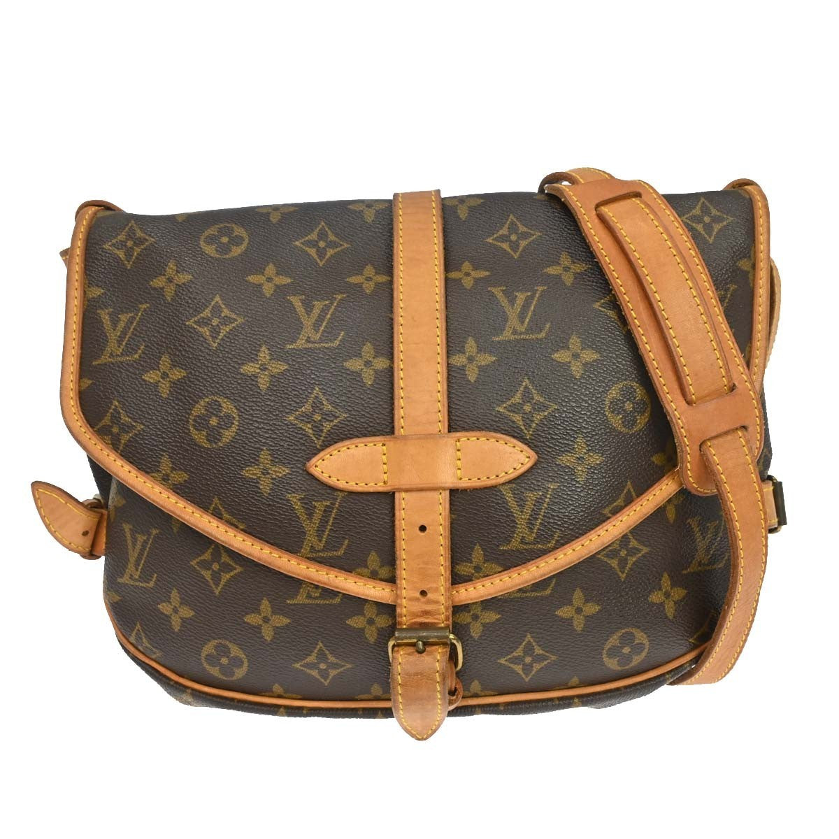 Louis Vuitton Saumur Handbag Monogram Canvas Brown Canvas Shoulder Bag Bag (   )