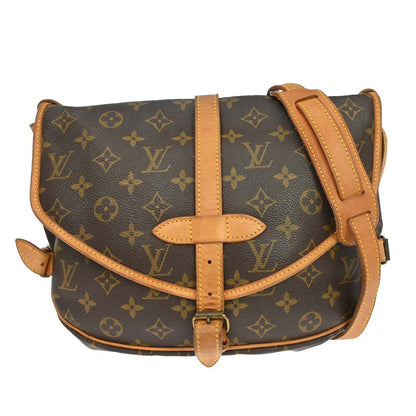 Louis Vuitton Saumur Handbag Monogram Canvas Brown Canvas Shoulder Bag Bag (   )