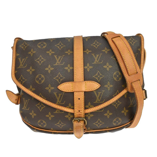 Louis Vuitton Saumur Handbag Monogram Canvas Brown Canvas Shoulder Bag Bag (   )