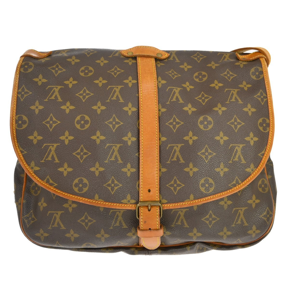 Louis Vuitton Saumur Handbag Monogram Canvas Brown Canvas Travel Bag Bag (   )