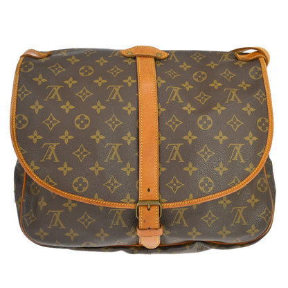 Louis Vuitton Saumur Handbag Monogram Canvas Brown Canvas Travel Bag Bag (   )