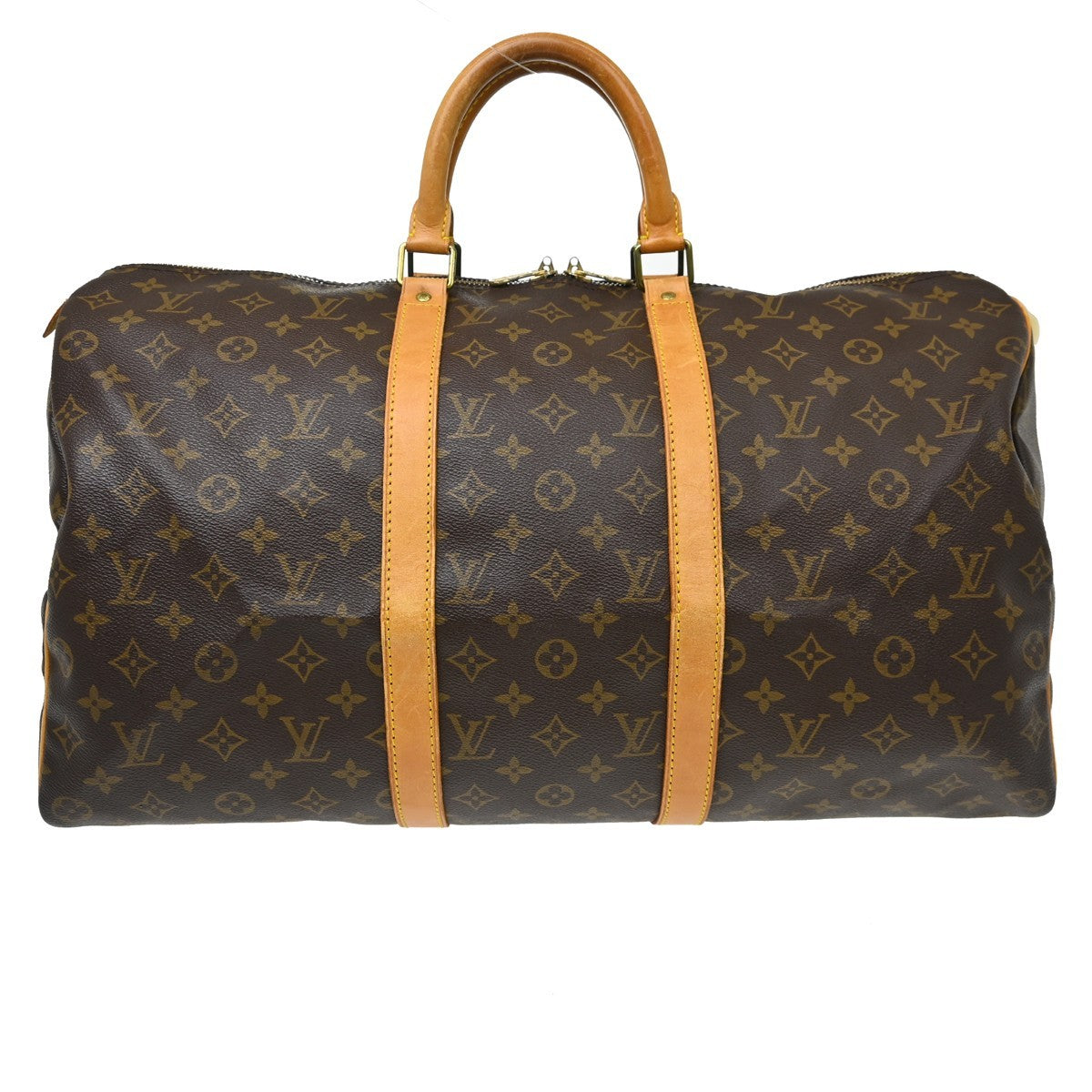 Louis Vuitton Keepall Bag Monogram Canvas Brown Canvas Travel Bag Bag (   )