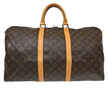 Louis Vuitton Keepall Bag Monogram Canvas Brown Canvas Travel Bag Bag (   )