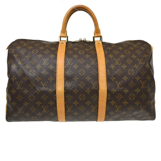 Louis Vuitton Keepall Bag Monogram Canvas Brown Canvas Travel Bag Bag (   )