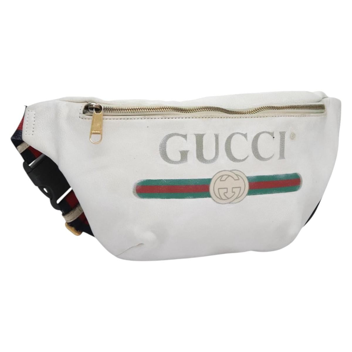Gucci Logo Belt Bag Printed Leather White Leather Shoulder Bag Bag (   )