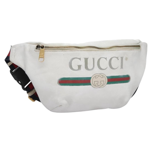 Gucci Logo Belt Bag Printed Leather White Leather Shoulder Bag Bag (   )