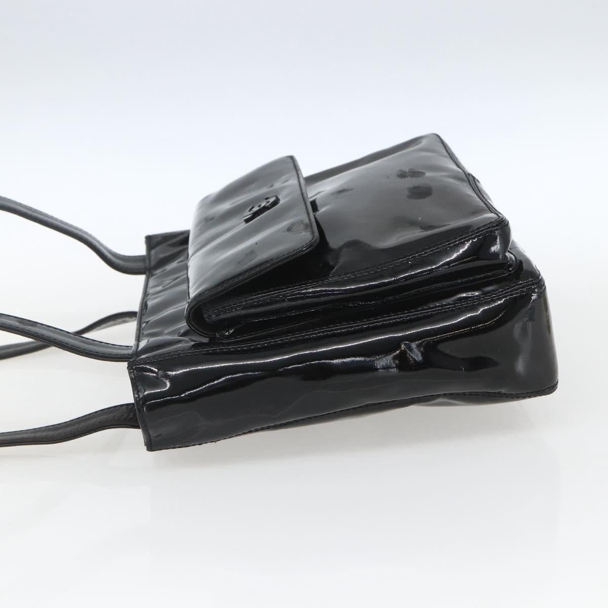 Chanel Vintage Flap Shoulder Bag Patent Leather Black Patent_Leather Shoulder Bag Bag (   )