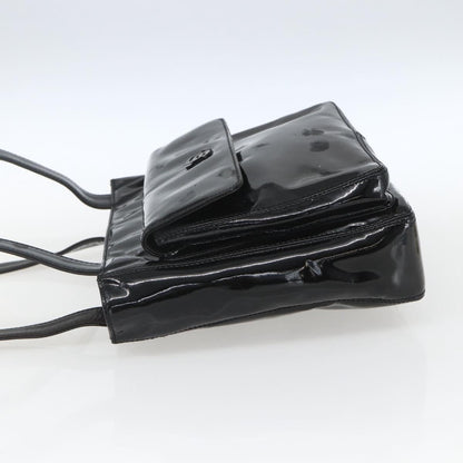 Chanel Vintage Flap Shoulder Bag Patent Leather Black Patent_Leather Shoulder Bag Bag (   )