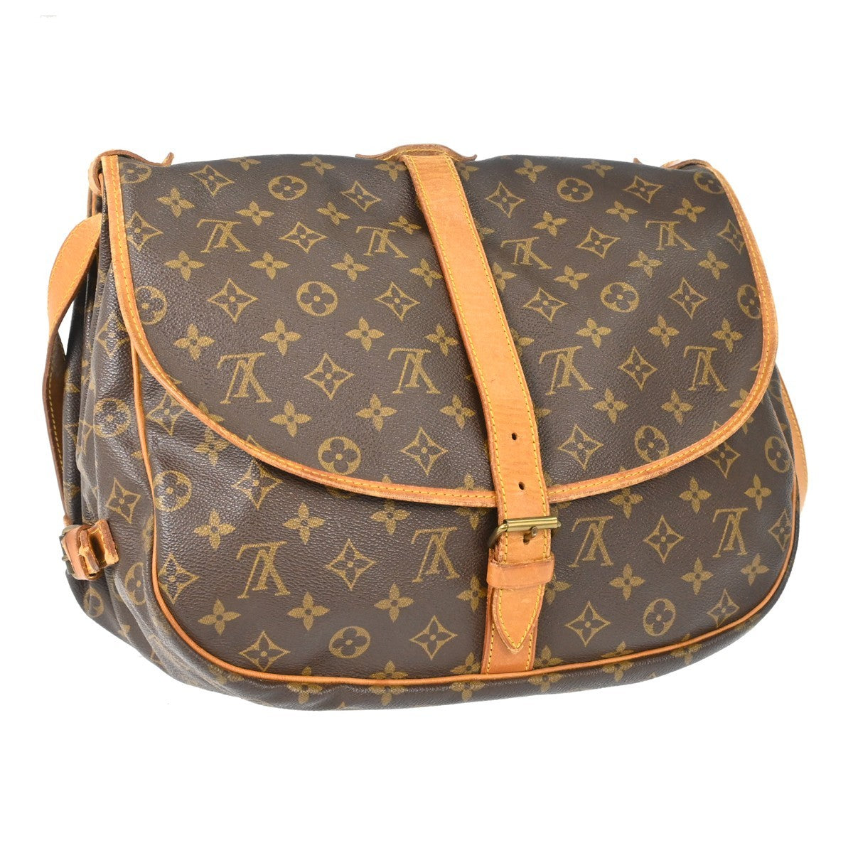 Louis Vuitton Saumur Handbag Monogram Canvas Brown Canvas Shoulder Bag Bag (   )