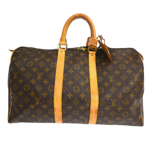 Louis Vuitton Keepall Bag Monogram Canvas Brown Canvas Travel Bag Bag (   )