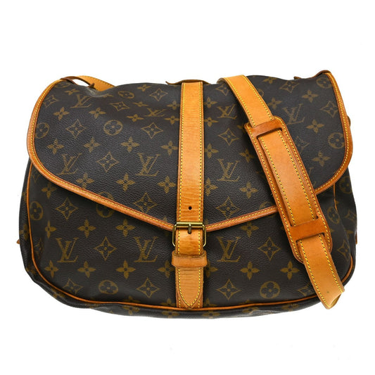 Louis Vuitton Saumur Handbag Monogram Canvas Brown Canvas Shoulder Bag Bag (   )