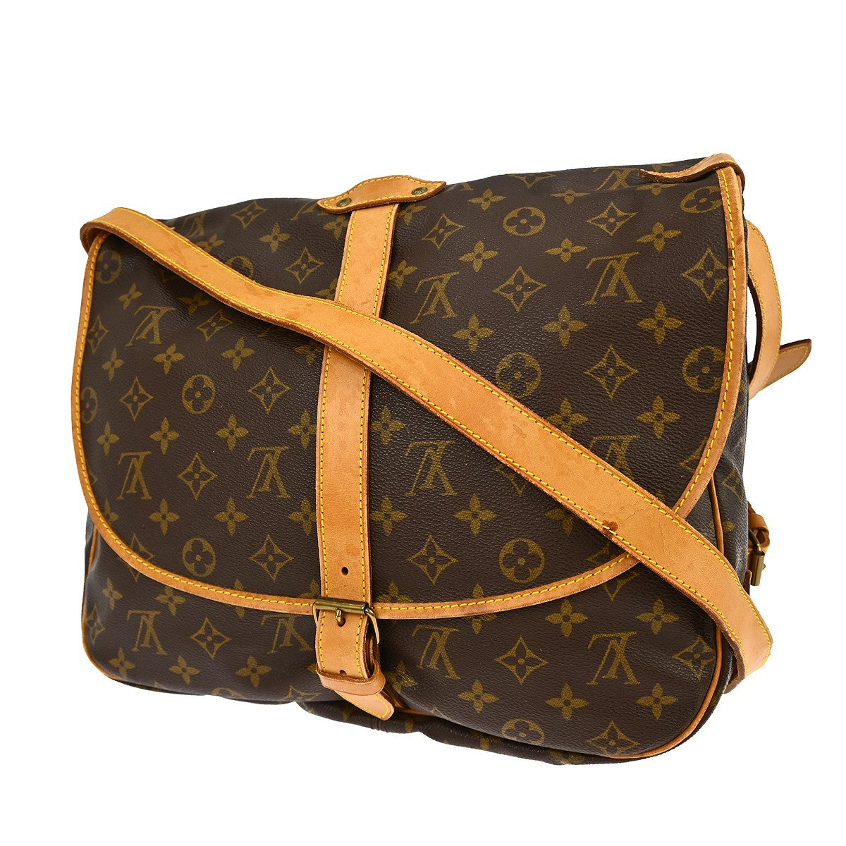 Louis Vuitton Saumur Handbag Monogram Canvas Brown Canvas Shoulder Bag Bag (   )