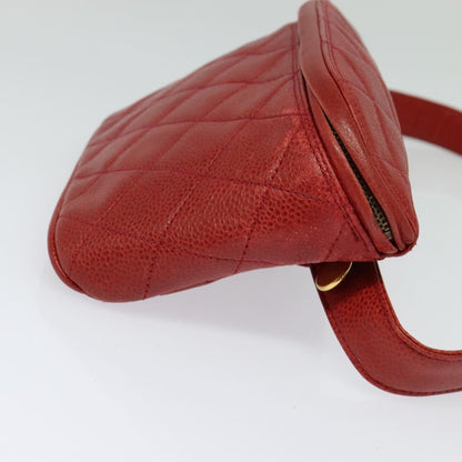 Chanel Vintage Zip Belt Bag Quilted Caviar Red Leather Shoulder Bag Bag (   )