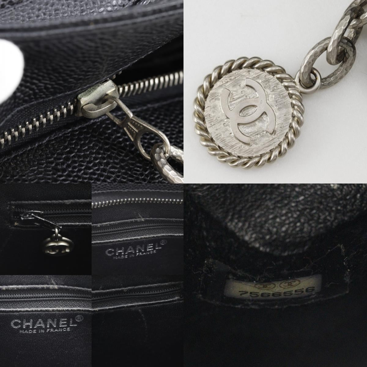 Chanel Medallion Tote Quilted Caviar Black Leather Tote Bag Bag (   )