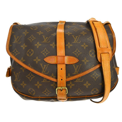 Louis Vuitton Saumur Handbag Monogram Canvas Brown Canvas Shoulder Bag Bag (   )