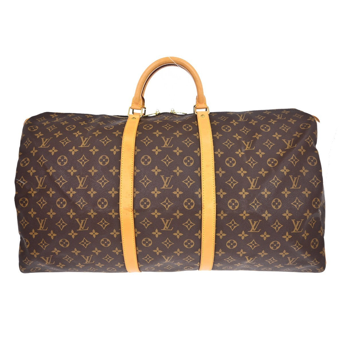 Louis Vuitton Keepall Bag Monogram Canvas Brown Canvas Travel Bag Bag (   )