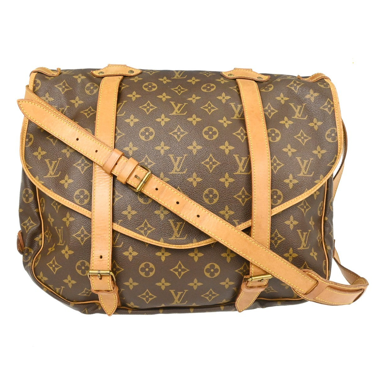 Louis Vuitton Saumur Handbag Monogram Canvas Brown Canvas Shoulder Bag Bag (   )