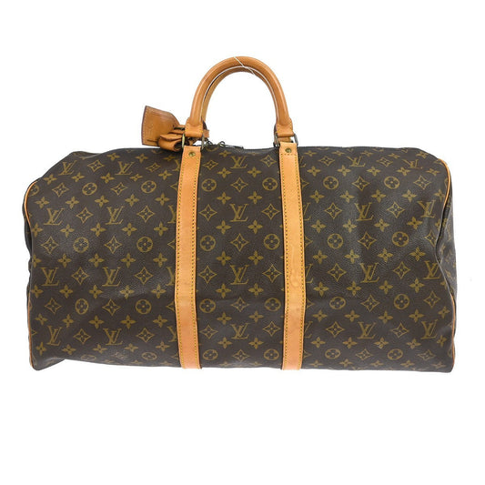 Louis Vuitton Keepall Bag Monogram Canvas Brown Canvas Travel Bag Bag (   )