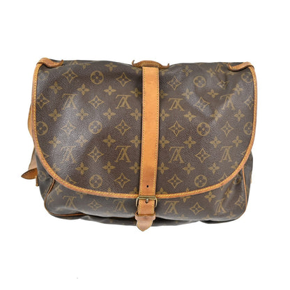 Louis Vuitton Saumur Handbag Monogram Canvas Brown Canvas Shoulder Bag Bag (   )