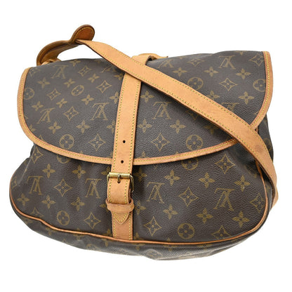 Louis Vuitton Saumur Handbag Monogram Canvas Brown Canvas Shoulder Bag Bag (   )