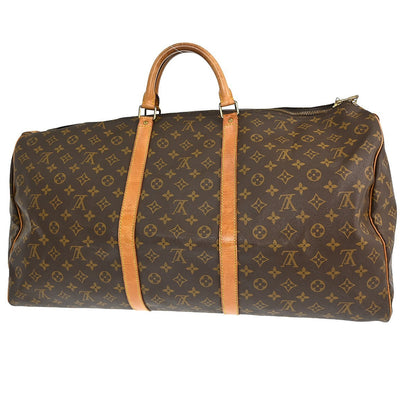 Louis Vuitton Keepall Bag Monogram Canvas Brown Canvas Travel Bag Bag (   )