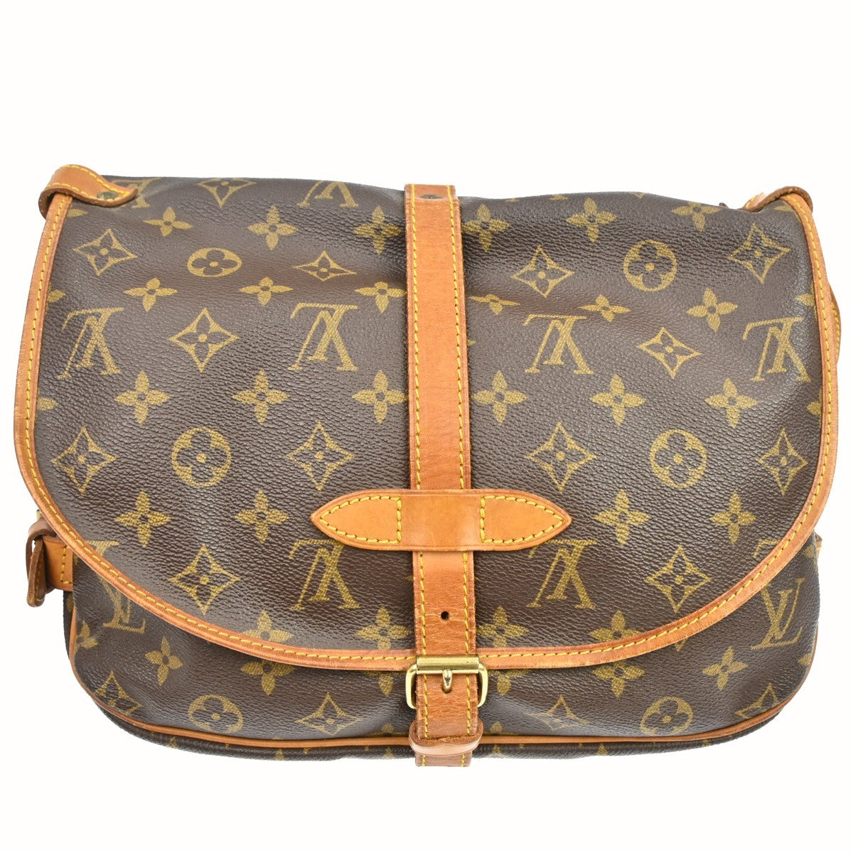 Louis Vuitton Saumur Handbag Monogram Canvas Brown Canvas Shoulder Bag Bag (   )