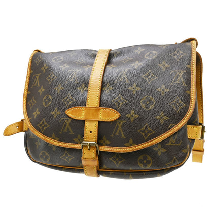 Louis Vuitton Saumur Handbag Monogram Canvas Brown Canvas Shoulder Bag Bag (   )