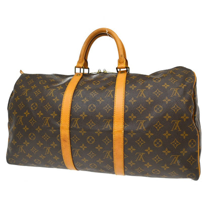 Louis Vuitton Keepall Bag Monogram Canvas Brown Canvas Travel Bag Bag (   )