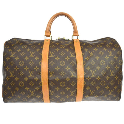 Louis Vuitton Keepall Bag Monogram Canvas Brown Canvas Travel Bag Bag (   )