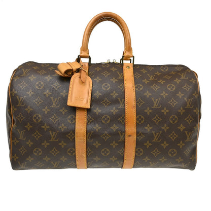 Louis Vuitton Keepall Bag Monogram Canvas Brown Canvas Travel Bag Bag (   )