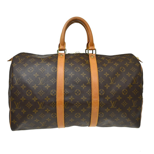 Louis Vuitton Keepall Bag Monogram Canvas Brown Canvas Travel Bag Bag (   )