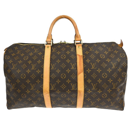 Louis Vuitton Keepall Bag Monogram Canvas Brown Canvas Travel Bag Bag (   )