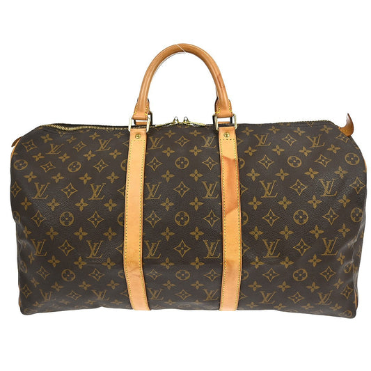 Louis Vuitton Keepall Bag Monogram Canvas Brown Canvas Travel Bag Bag (   )