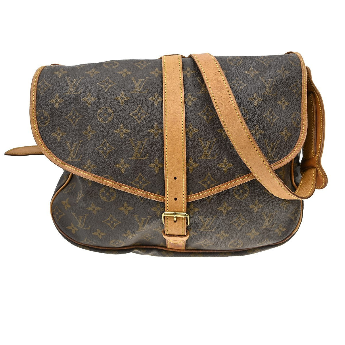 Louis Vuitton Saumur Handbag Monogram Canvas Brown Canvas Shoulder Bag Bag (   )