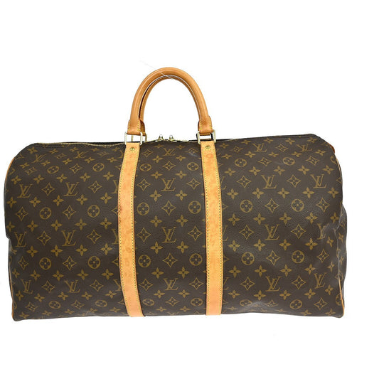 Louis Vuitton Keepall Bag Monogram Canvas Brown Canvas Travel Bag Bag (   )