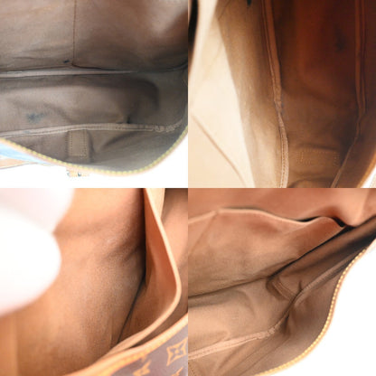 Louis Vuitton Saumur Handbag Monogram Canvas Brown Leather Shoulder Bag Bag (   )