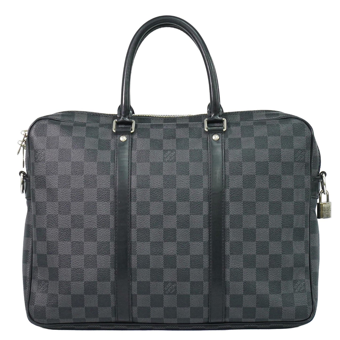 Louis Vuitton Porte-Documents Voyage Briefcase Damier Graphite Gray Canvas Briefcase Bag (   )