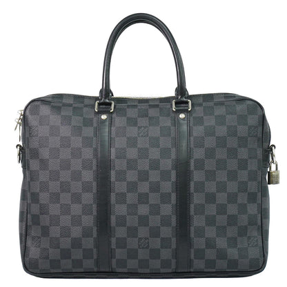 Louis Vuitton Porte-Documents Voyage Briefcase Damier Graphite Gray Canvas Briefcase Bag (   )