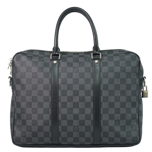 Louis Vuitton Porte-Documents Voyage Briefcase Damier Graphite Gray Canvas Briefcase Bag (   )