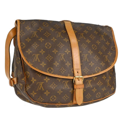 Louis Vuitton Saumur Handbag Monogram Canvas Brown Canvas Shoulder Bag Bag (   )
