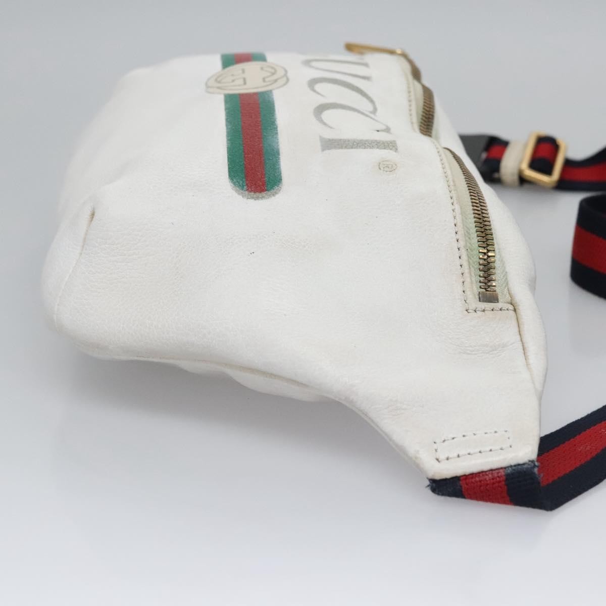 Gucci Logo Belt Bag Printed Leather White Leather Shoulder Bag Bag (   )