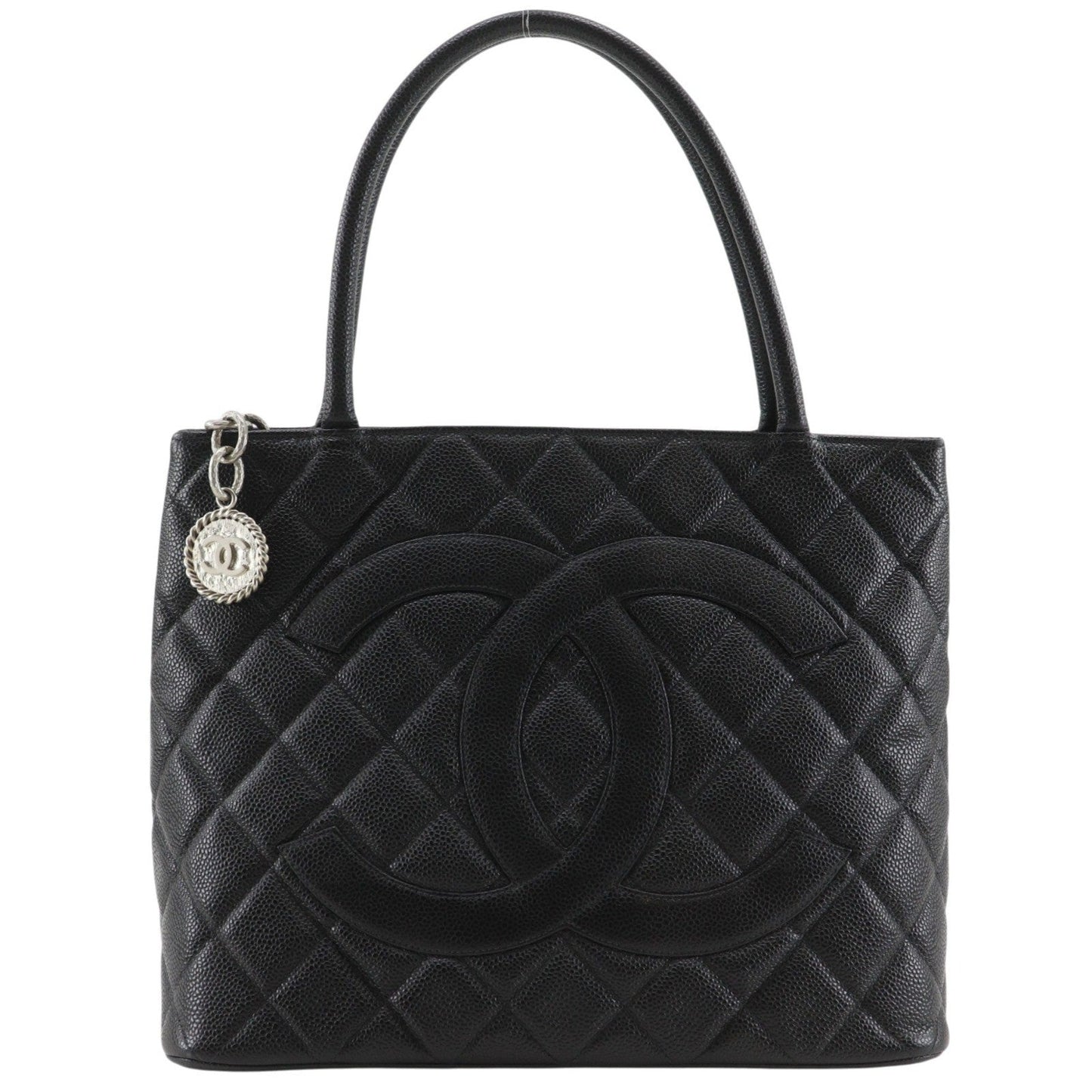 Chanel Medallion Tote Quilted Caviar Black Leather Tote Bag Bag (   )
