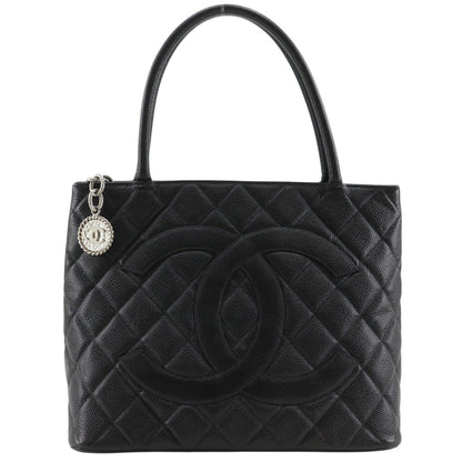 Chanel Medallion Tote Quilted Caviar Black Leather Tote Bag Bag (   )