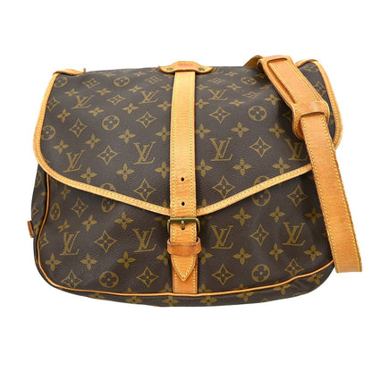 Louis Vuitton Saumur Handbag Monogram Canvas Brown Canvas Travel Bag Bag (   )