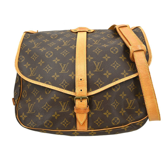 Louis Vuitton Saumur Handbag Monogram Canvas Brown Canvas Travel Bag Bag (   )