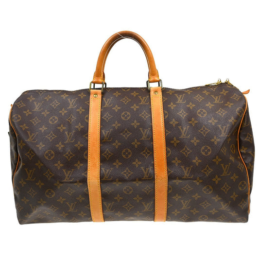 Louis Vuitton Keepall Bag Monogram Canvas Brown Canvas Travel Bag Bag (   )