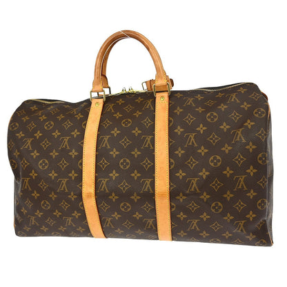 Louis Vuitton Keepall Bag Monogram Canvas Brown Canvas Travel Bag Bag (   )