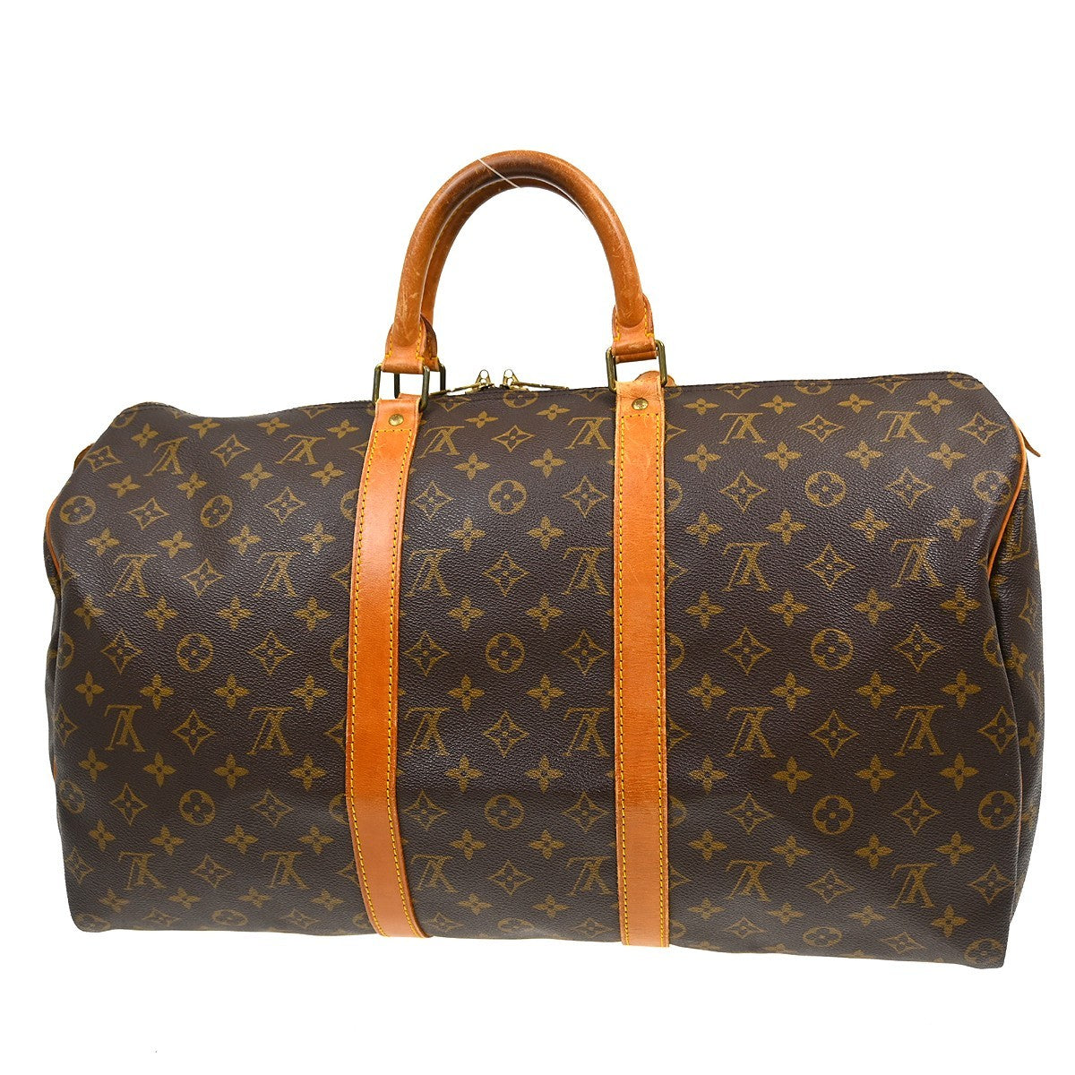 Louis Vuitton Keepall Bag Monogram Canvas Brown Canvas Travel Bag Bag (   )