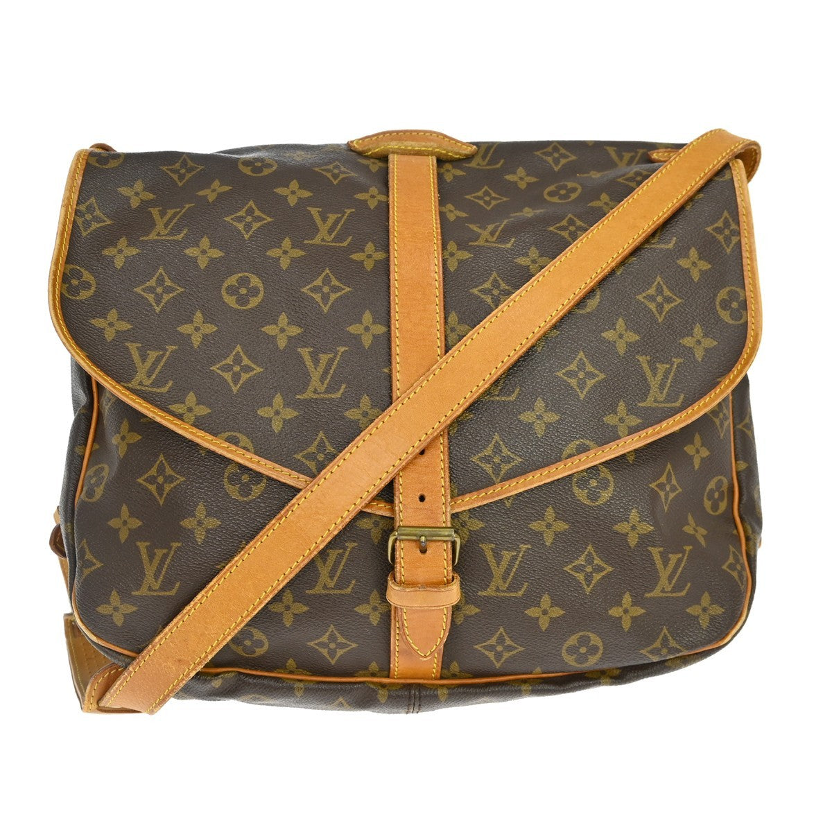 Louis Vuitton Saumur Handbag Monogram Canvas Brown Canvas Shoulder Bag Bag (   )