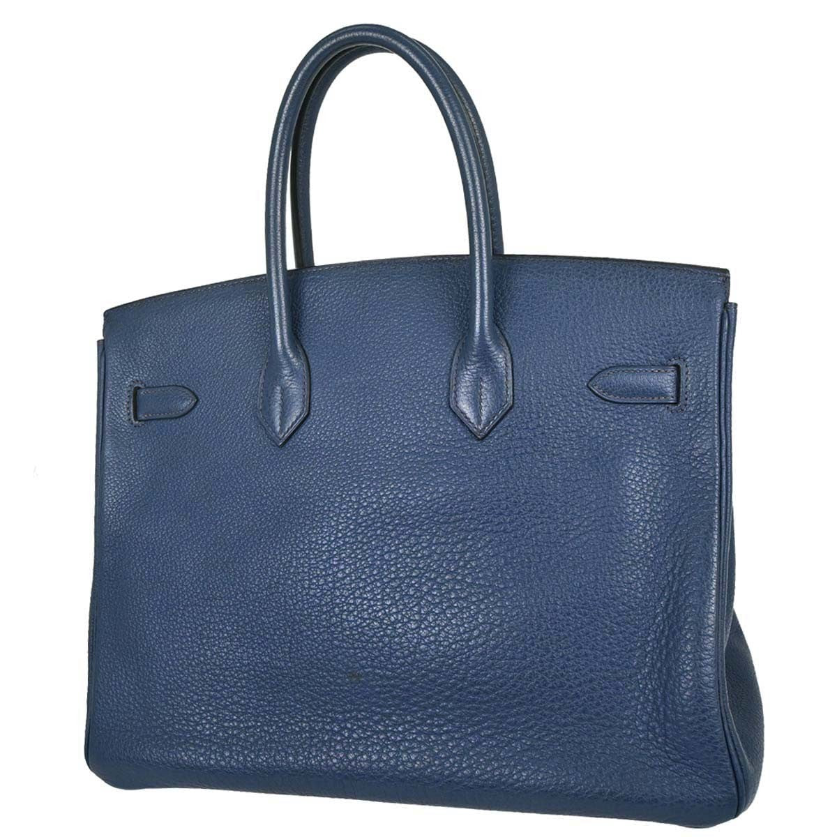 Hermes Birkin Handbag Blue Togo With Palladium Hardware Blue Leather Handbag (   )